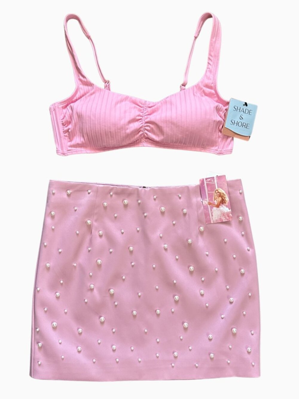 Megan Moroney x Shade & Shore Pearl Trim Skirt & Bikini Top Set NWT M/S - Picture 2 of 10